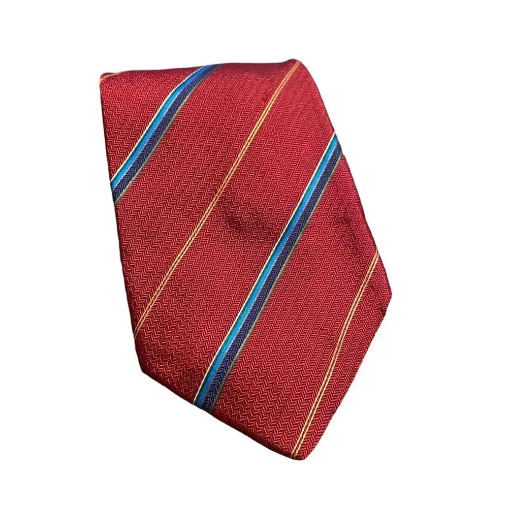 Vintage Burberry tie 100% Silk - Red and Blue Made in the USA